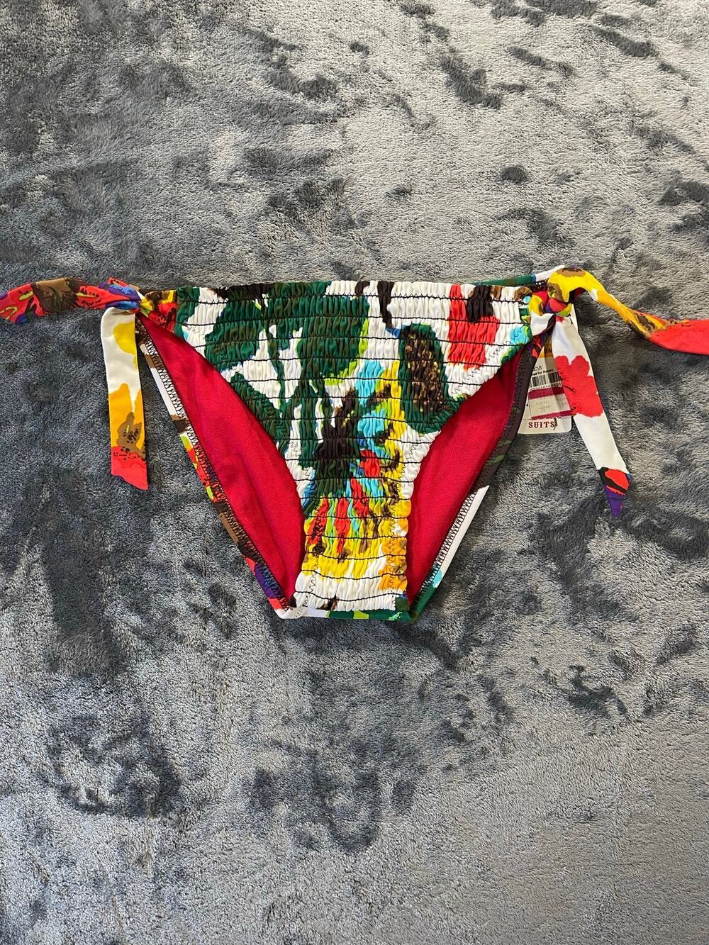 Vintage 2003 Lucky Brand Tropical Floral Hipster Bikini Bottom NWT Small